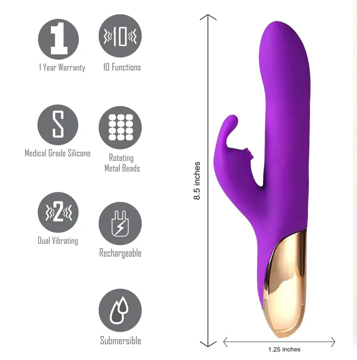 Vibrators Maia Toys Karlin USB Rechargeable 10Function Rabbit Vibrator Purple