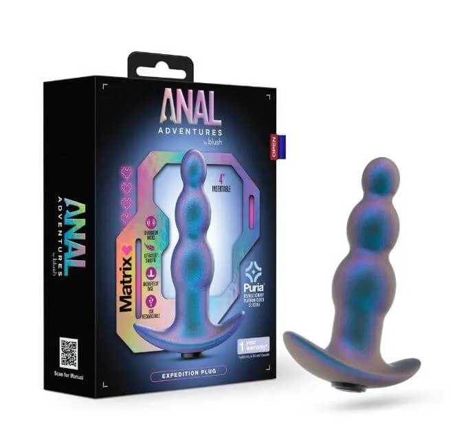 Blush Novelties Anal Anal Adventures Matrix Expedition Plug Lunar Blue 10 Vibration Modes