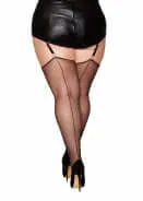 Dream Girl Lingerie Anal Silky Sheer Thigh High Stockings Black Queen Size QS Dreamgirl Lingerie