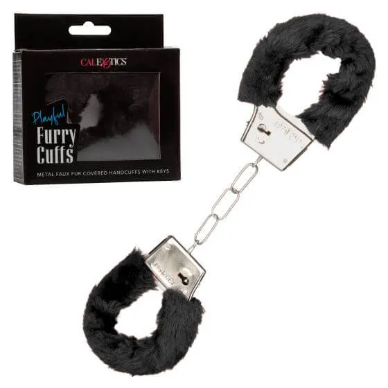 Playful Furry Cuffs Black California Exotic Novelties Anal