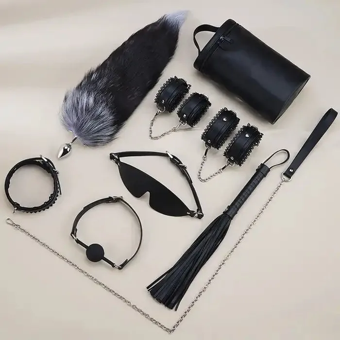 ROOMFUN Couples RoomfunSM Bed Restraints Mouth Ball Gag collar blindfold Handcuff ankle cuff Bondage Kit
