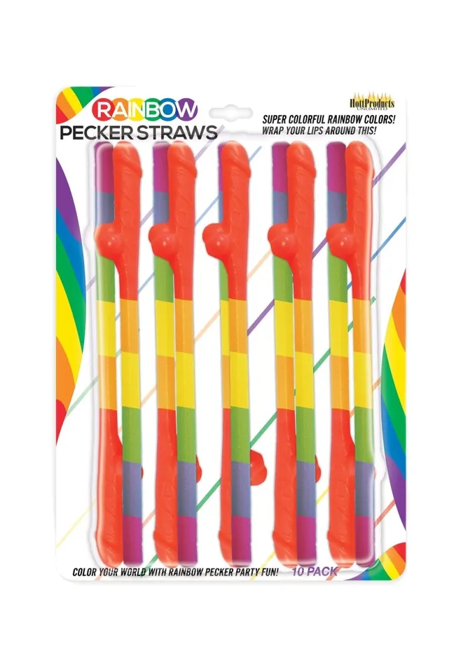 Rainbow Pecker Straws 10 Pack Hott Products Female Sex Toys