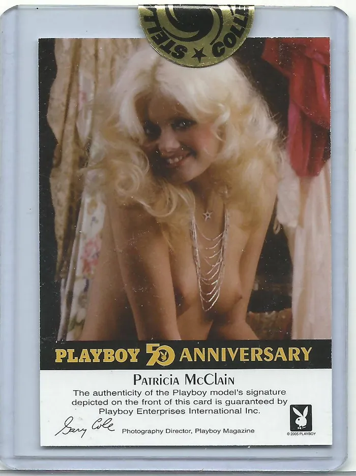 Dans Cards Vibrators Playboy 50th Anniversary Patricia McClain Gold Foil Autograph Card Dans Cards Vibrators Playboy 50th Anniversary Patricia McClain Gold Foil Autograph Card