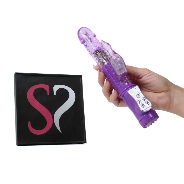 Female Sex Toys Simpli Pleasure V2 Double Delight 7 Function Rotating Beaded Realistic Rechargeable Rabbit Vibrator